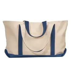 Liberty Bags&reg; Carmel Classic XL Cotton Canvas Resort Tote NATURAL/ NAVY