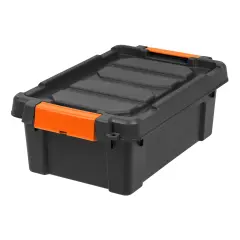 IRIS USA 3 Gal. Plastic Storage Bins with Lids, Latching Totes, Heavy Duty Containers Black
