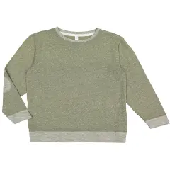 LAT&reg; Harborside Melange French Terry Crewneck with Elbow Patches MILTRY GRN MLNGE