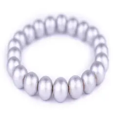 The Bead Chest Wood Stretch Bracelet, Silver - Stackable Beaded Jewelry, Unisex for Men & Women