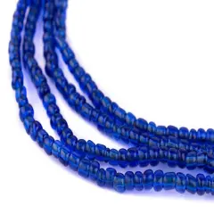 The Bead Chest Translucent Cobalt Blue Ghana Glass Seed Beads, Ghanaian Glass Beads