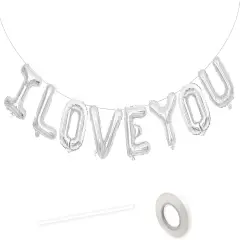 16 Inch I Love You Balloons Silver, I Love You Banner Letters
