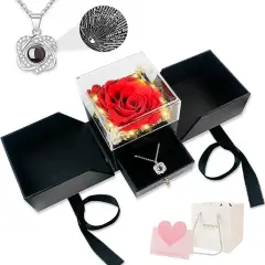 Sereney Preserved Rose with I Love You Necklace 100