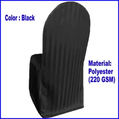 1 Piece Striped Jacquard Polyester Banquet Chair Cover Black Elegant Wedding Decor