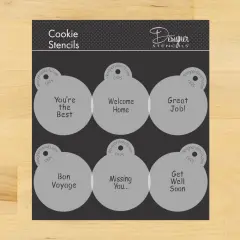 Encouragement Lettering Cookie Stencil Set: You're the Best, Welcome Home, Great Job, Bon Voyage, Missing You, Get Well Soon | C825 by Designer Stencils | Cookie Decorating Tools |