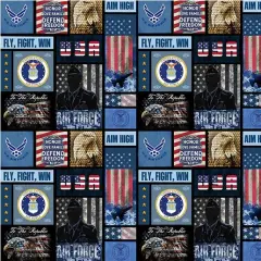 Sykel Enterprises U.S Air Force Block Print Cotton Fabric by the Yard