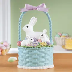 Collections Etc Hand-Painted Bunny Easter Basket Decoration