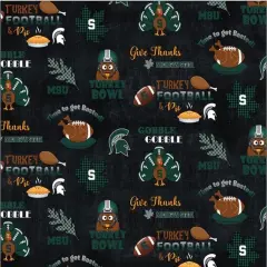 Licensed NCAA Michigan State University Turkey Bowl 1222 Cotton Fabric by the Yard