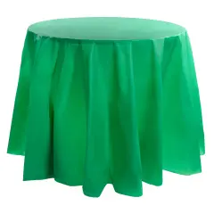 Hunter Green Round Disposable Plastic Tablecloths - 84" (96 Tablecloths)