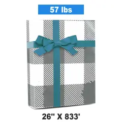 Plaid Christmas Wrapping Paper Silver Metal Lumberjack 26 ''x833 '