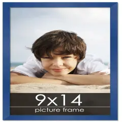 Photo Size Classic Modern Blue Frame - UV Acrylic, Foam Board Backing, Hanging Hardware