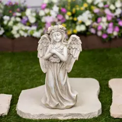 Northlight LED Lighted Standing Cherub Angel Statue - 12" Beige