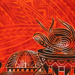 Talofa Samoa Kava Bowl Polyester Sarong 72" L x 45" W Orange