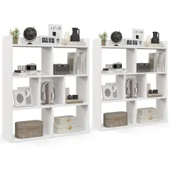 Costway 1/2 PCS 7-cube Bookcase Open Storage Shelf with Anti-tipping Kits for Living Room White/Black/Natural
