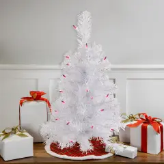 Northlight Pre-Lit Medium Rockport White Pine Artificial Christmas Tree - 2' - Purple Lights