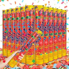 12Pack Confetti Cannon Multicolor Party Confetti Shooters Biodegradable Confetti Poppers 12Inch Party Poppers Cannon Launches 15-20ft for Graduation Birthday Wedding New Years Celebration Decorations