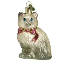 Old World Christmas 3.5 Inch Grey Himalayan Kitty Tree Ornament , Independent Companion Gray