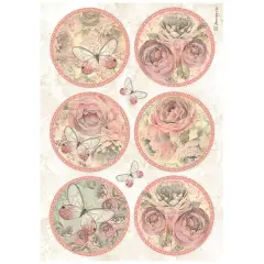 Stamperia Rice Paper Sheet A4-Shabby Rose 6 Rounds