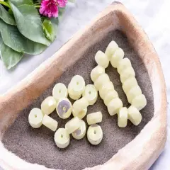 *15* 4x6mm Opaque Ivory AB Fire Polished Rondelle Heishi Beads