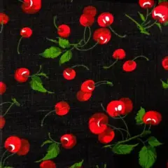 1 Yard Poly Cotton Fabric with Fruit Prints Machine Washable, Ideal for Crafts & Clothing 59 Inches Wide Black