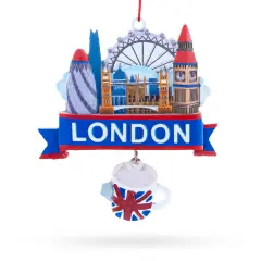 London City Skyline with Tea Cup Resin Christmas Ornament