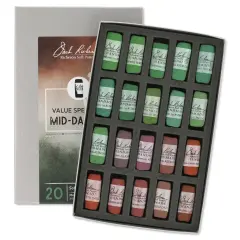 Richeson Soft Handrolled Pastels - Mid Darks 2, Set of 20