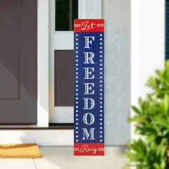 Northlight Patriotic "Let Freedom Ring" Wooden Porch Board Sign Decoration - 36" Blue