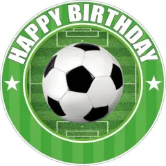 Soccer Edible Cake Topper Icing Image fits 8 inch round or larger cake