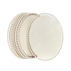6-Pack 9 Inch Basket Bottom for Crochet Unfinished Wooden Round Weaving Knitting Base for Crafts