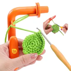 Crochet Holder for Beginners - Crochet Helper to Learn How to Crochet and Make Magic Rings, 3 in 1 Magic Rings Tool, Yarn Tension Regulator and Yarn Guide Tool, Crochet Tool for Beginners (Orange)
