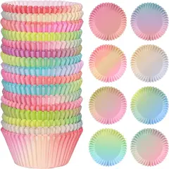 Standard Cupcake Liners 400 Count Colorful Paper Baking Cups Disposable Cupcake Wrappers for Wedding and Party Baking Supplies (Gradient Color)