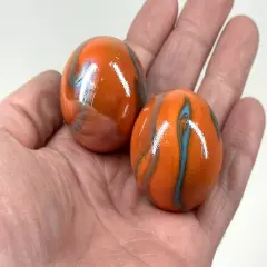 35mm Valkyrie Marbles 1-3/8" (Set of 2) Glass Ball Seahorse Orange/Blue Large