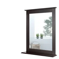 Bathroom Multipurpose Wall-Mounted Mirror W/Shelf Vanity Makeup Mirror Brown