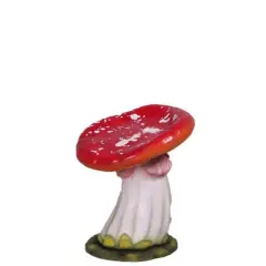 Red Single Mushroom Stool Over Sized Statue