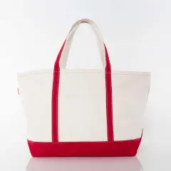 Large Classic Tote -- 18 oz. Heavyweight Durable Canvas -- Natural Canvas & Red Color