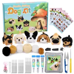 Needle Felt Starter Kit, Needle Felting Kit, Needle Felt Supplies, Wool Felt (Includes Keychain), Needle Felt Pads, Felt Needles, DIY Craft Animal Decor Scissors for Gifts, and Instructions