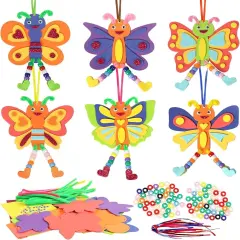 12 Pack Butterfly Craft for Kids Make Your Own Butterfly Foam Stickers with Beads DIY Arts and Crafts for Kids Boys Girls Party Favor Summer Fall Decoration Birthday Gifts