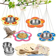 4 Pack Bird Feeder Kits for Kids Make Your Own Bird Feeders Wooden Art and Craft for Girls Boys Ornaments DIY to Paint Craft for Fall Garden Outdoor Decoration Winter Activities Project