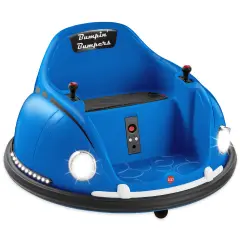 Best Choice Products 6V Kids Ride On Bumper Car Toy w/ Remote Control, Harness, Lights, 360 Degree Spin Navy Blue