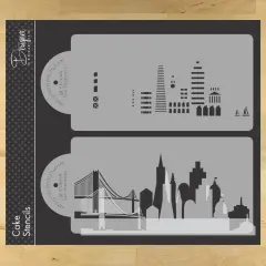 San Francisco Detailed Skyline Cake Stencil Side | C1004 by Designer Stencils | Cake Decorating Tools |