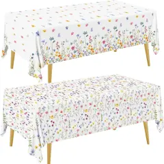 2Pcs Spring Floral Tablecloth Wildflowe