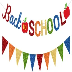 Glitter Back to School Decorations Banner and Colorful Glittery