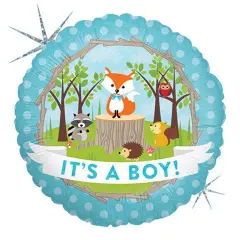 18" Woodland Baby Boy Foil Balloon Forest Themed Baby Shower Decor