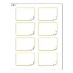 Avery&reg; Printable Rectangle Adhesive Name Tags, Double Gold Border with Florals Design, 2-1/3" x 3-3/8", Matte White Removable Name Tags, Laser/Inkjet, 80 Total, Great for Name Badges