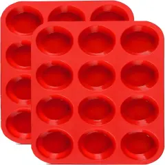 12 Cups Silicone Muffin Pan 2 Pack - Silicone Cupcake Pan Nonstick Silicone Molds Great for Making Muffin Cakes,Bread, Tart - BPA Free Baking Accessory