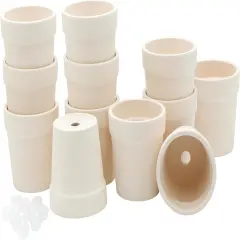 4E's Novelty 12 Pack Ceramic Flower Pots with Drainage Holes - DIY Craft Paintable Flower Pots for Kids