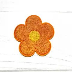 Flower embroidered patch Orange