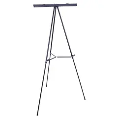 66" High Boardroom Black Aluminum Flip Chart Easel & Presentation Stand - Adjustable Floor/Tabletop, Portable Tripod, Holds 25 lbs., for Chart Paper, Poster Boards, & Pads