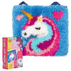 Bright Creations Unicorn Latch Hook Rug Kits for Kids Ages 6-14 - Beginner DIY Craft with Printed Canvas, Colorful Yarn, and Hook Tool Multicolor