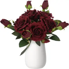 15 Heads 5 Pcs Velvet Realistic Roses for Home Decor